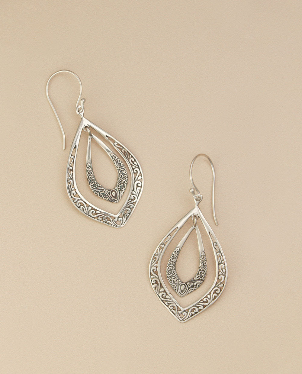 Double teardrop sterling silver earrings