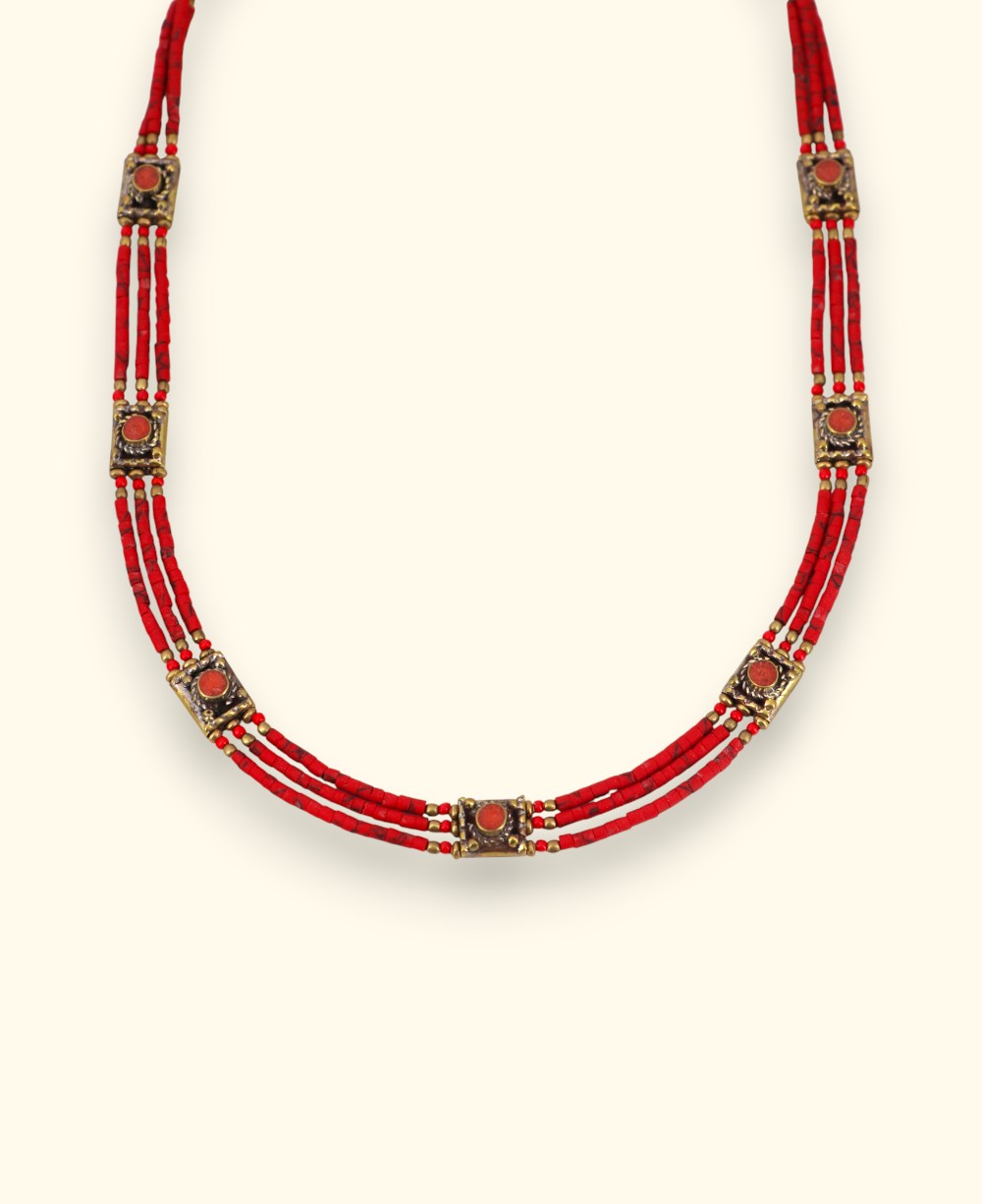 Beaded Tibetan Collar Necklace