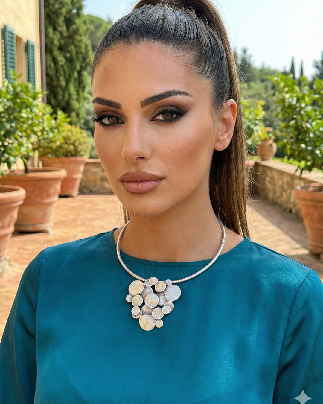 Clustered Geometry Sculptural Collar Necklace