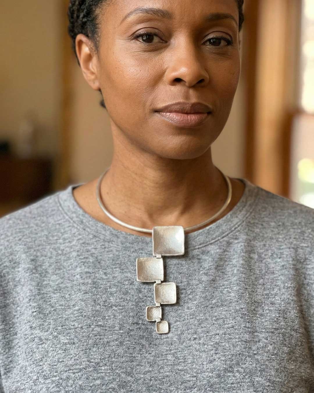 Modern Geometric Sculptural Collar Necklace