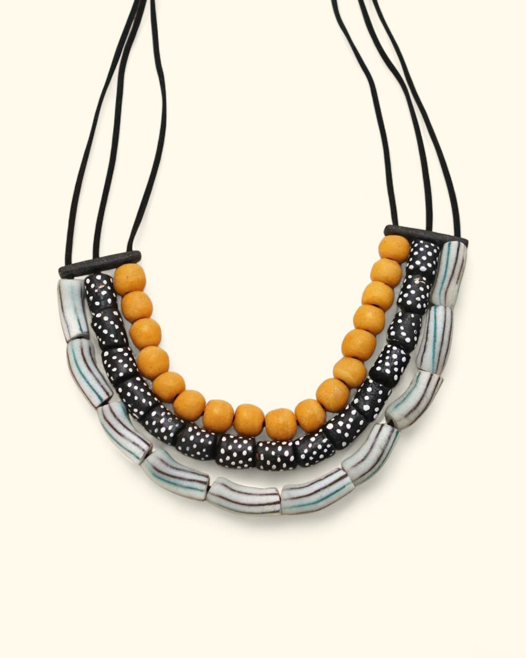 Fair Trade African Recycled-Glass Beaded Three Layer Necklace