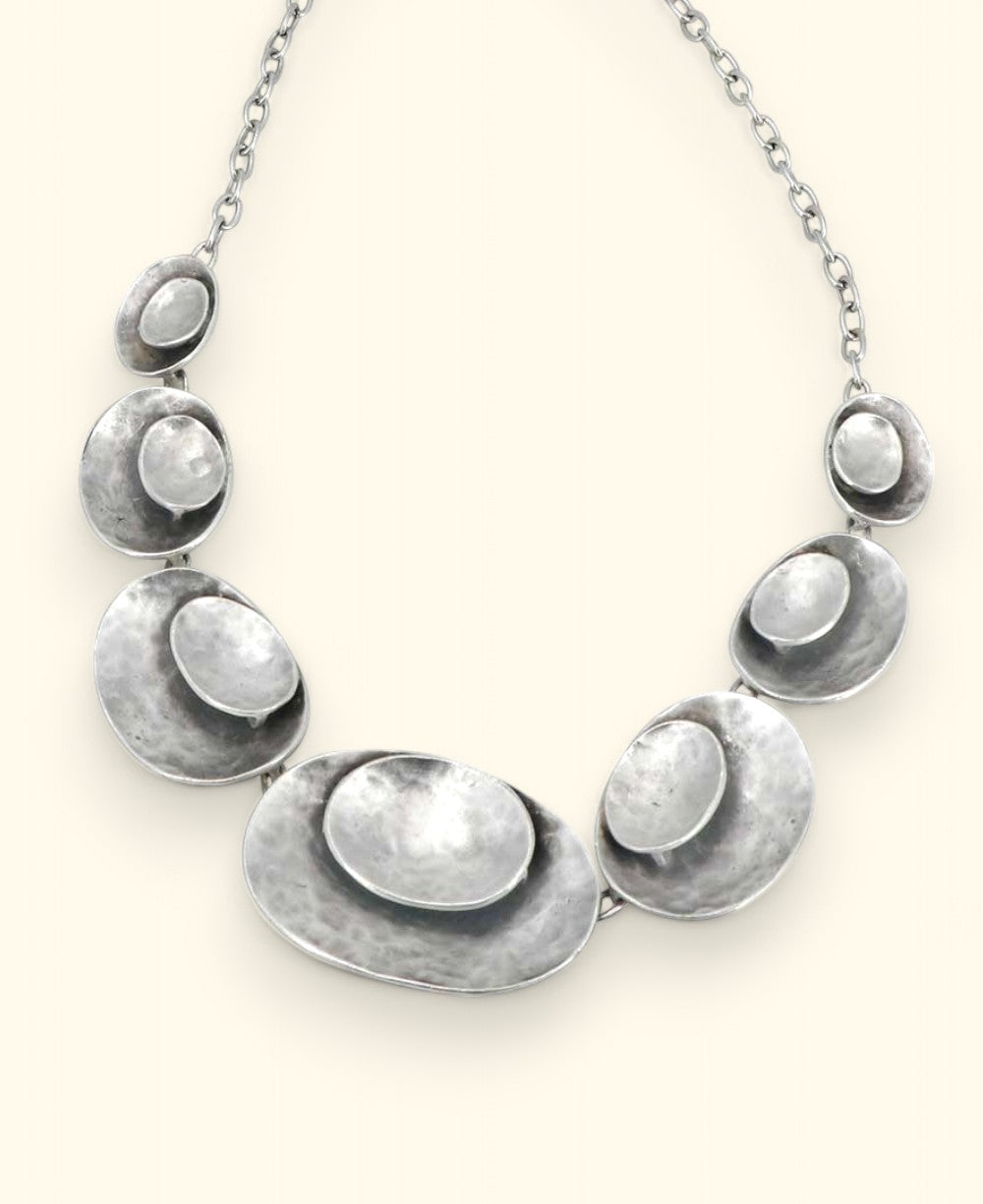 Artful Discs Pewter Statement Necklace