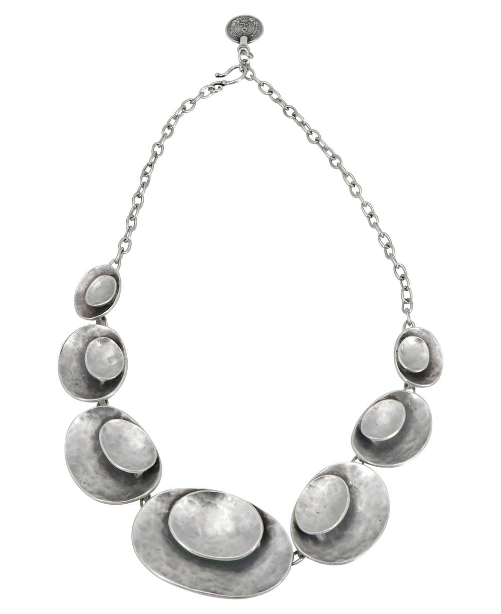 Artful Discs Pewter Statement Necklace