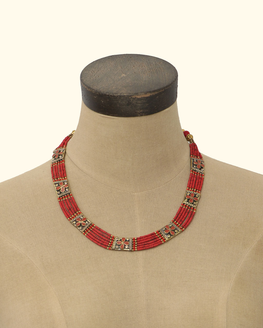 Tibetan Red Tones Inlay Necklace