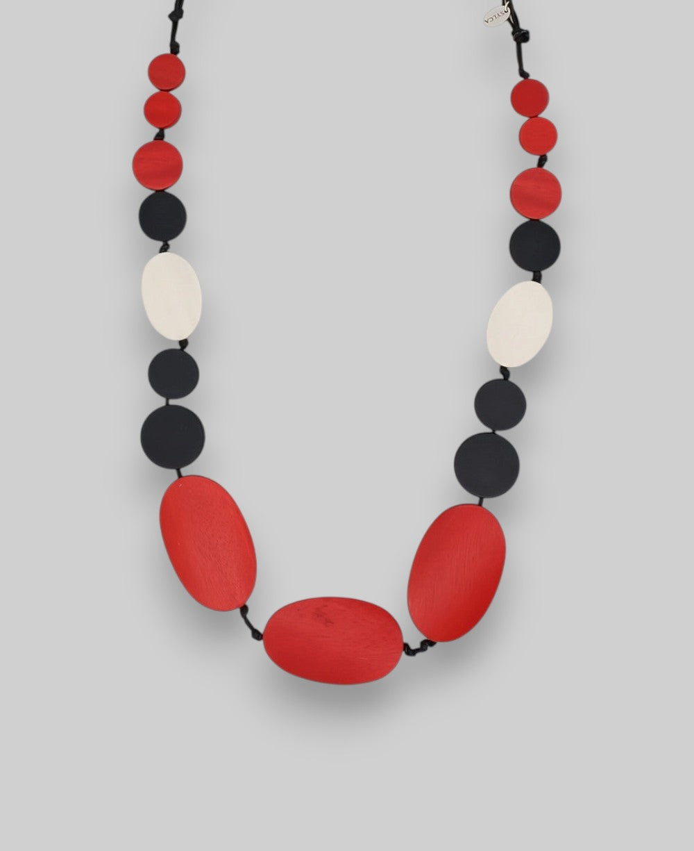 Red and Black Sybil Necklace - Warm Hue, Modern Edge