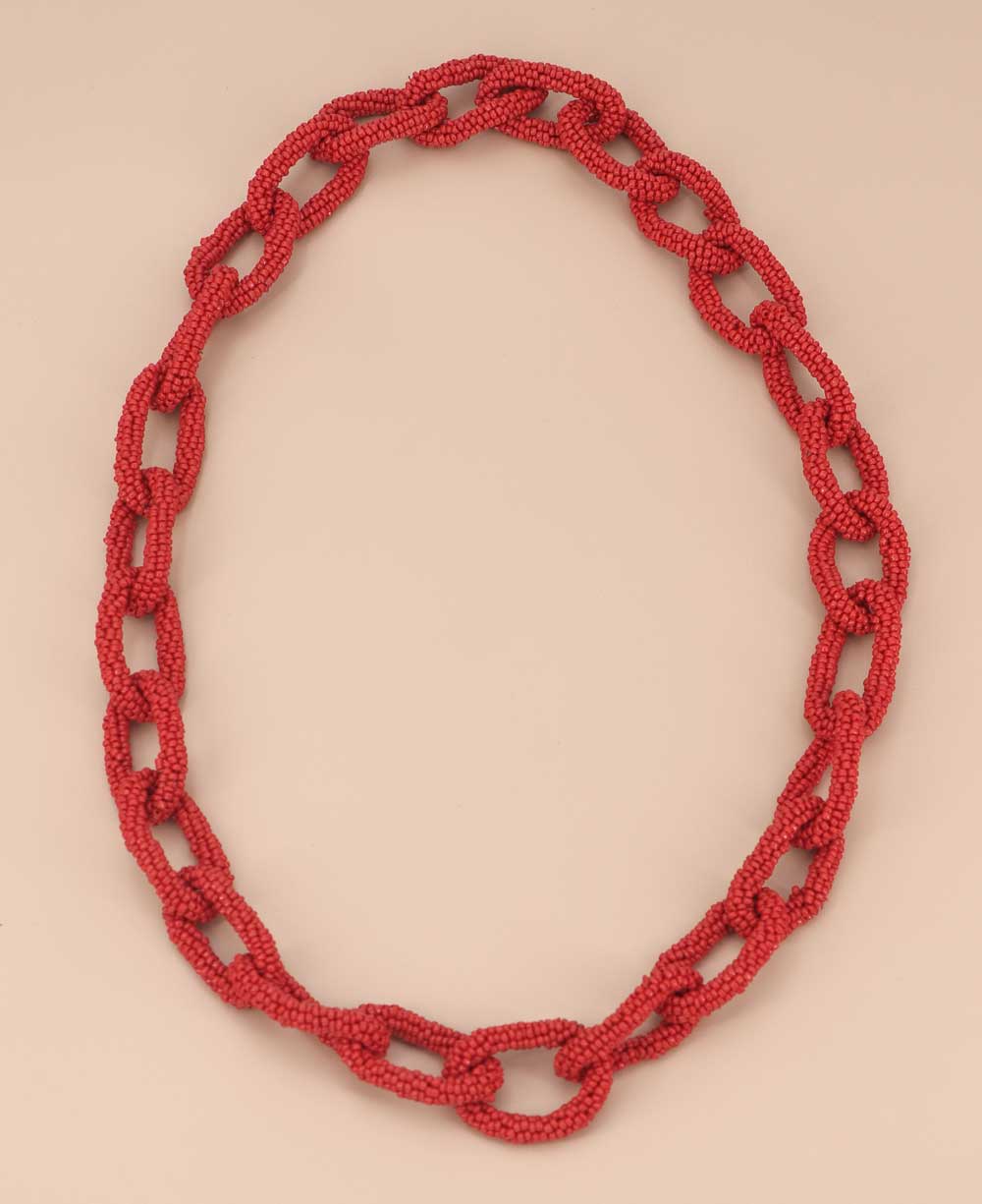 Red glass bead infinite necklace