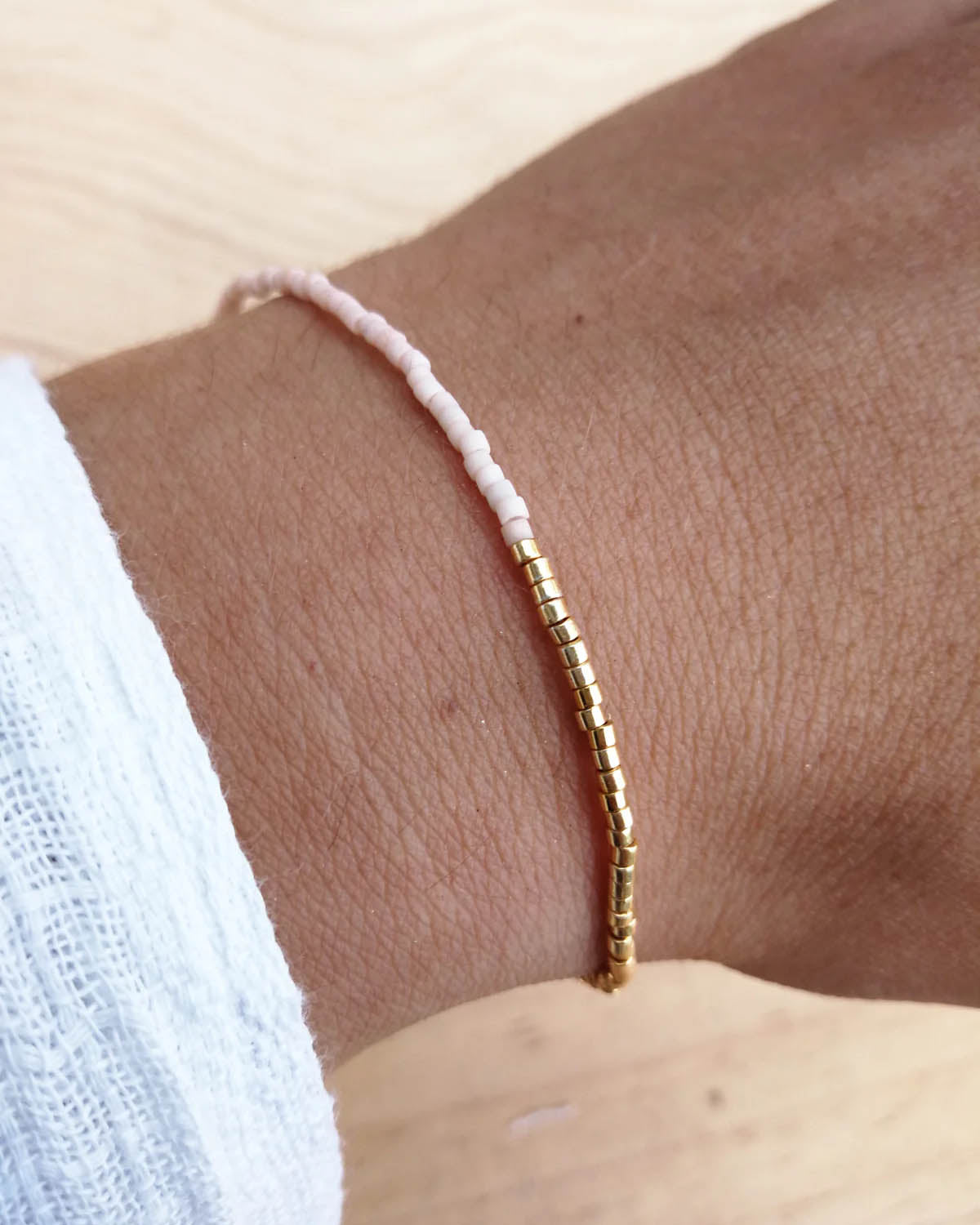 Elastic beaded bracelets for stacking or solo wear