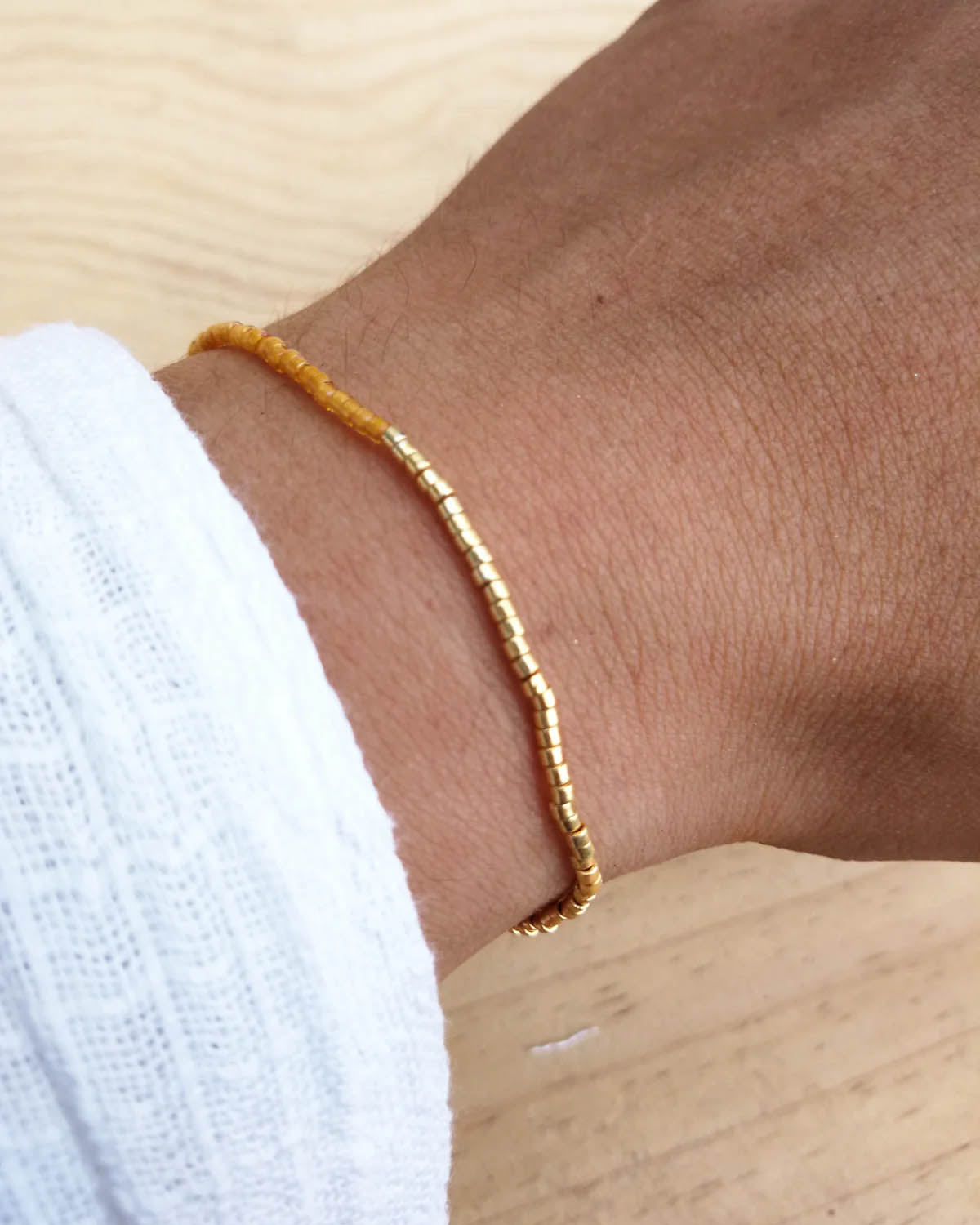 Handmade Guatemalan bracelet set with gold accents
