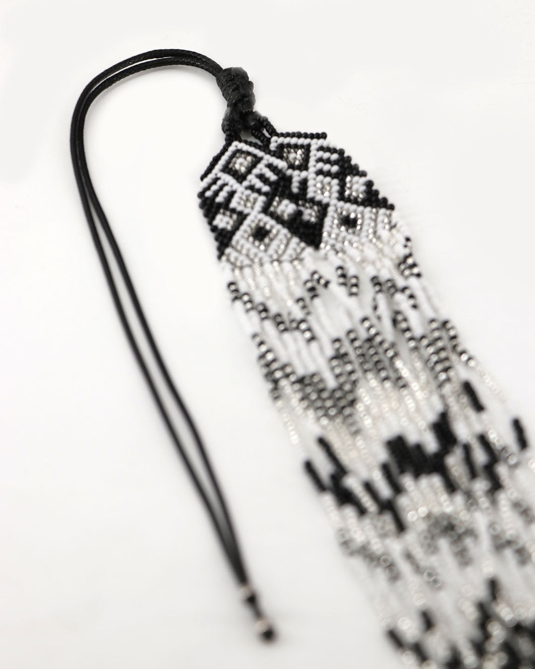 Handmade Guatemalan statement necklace in monochrome