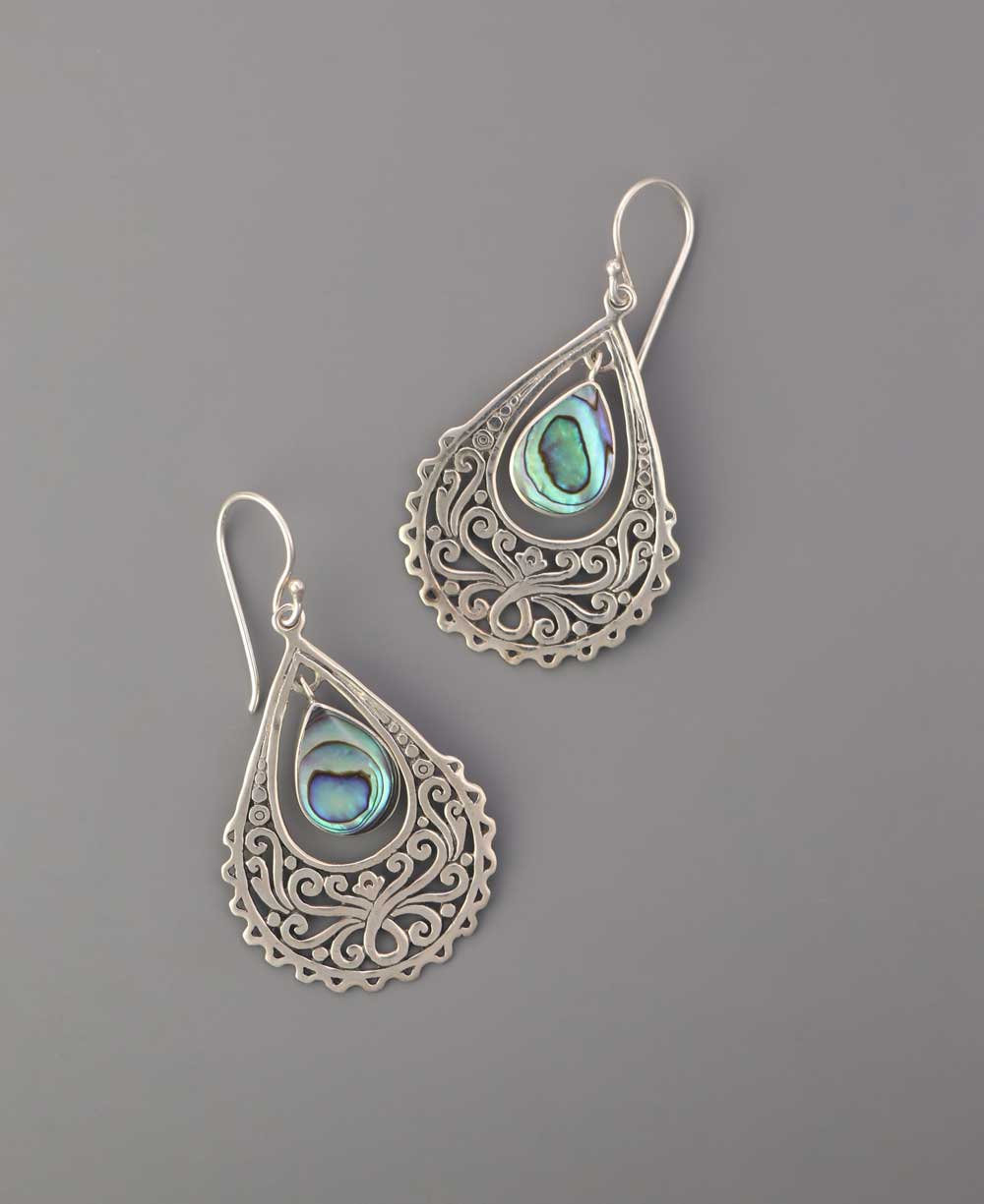 ● Sterling silver abalone shell earrings