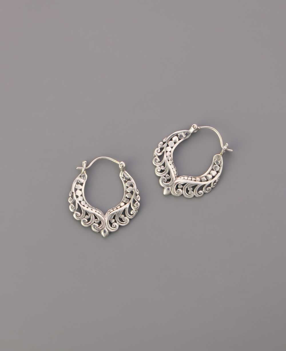 Sterling silver artistic hoop earrings
