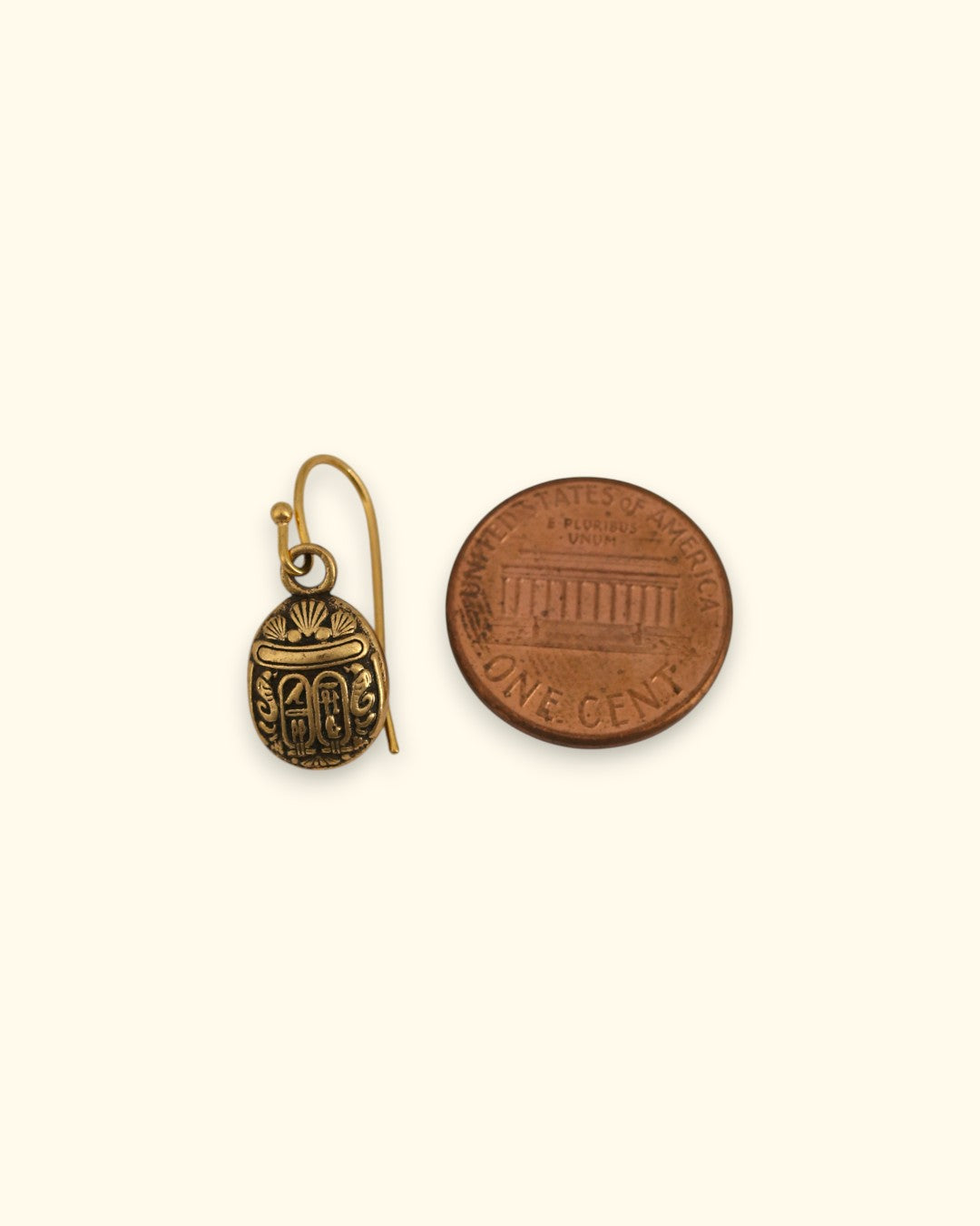 Dainty Golden Scarab Dangle Earrings