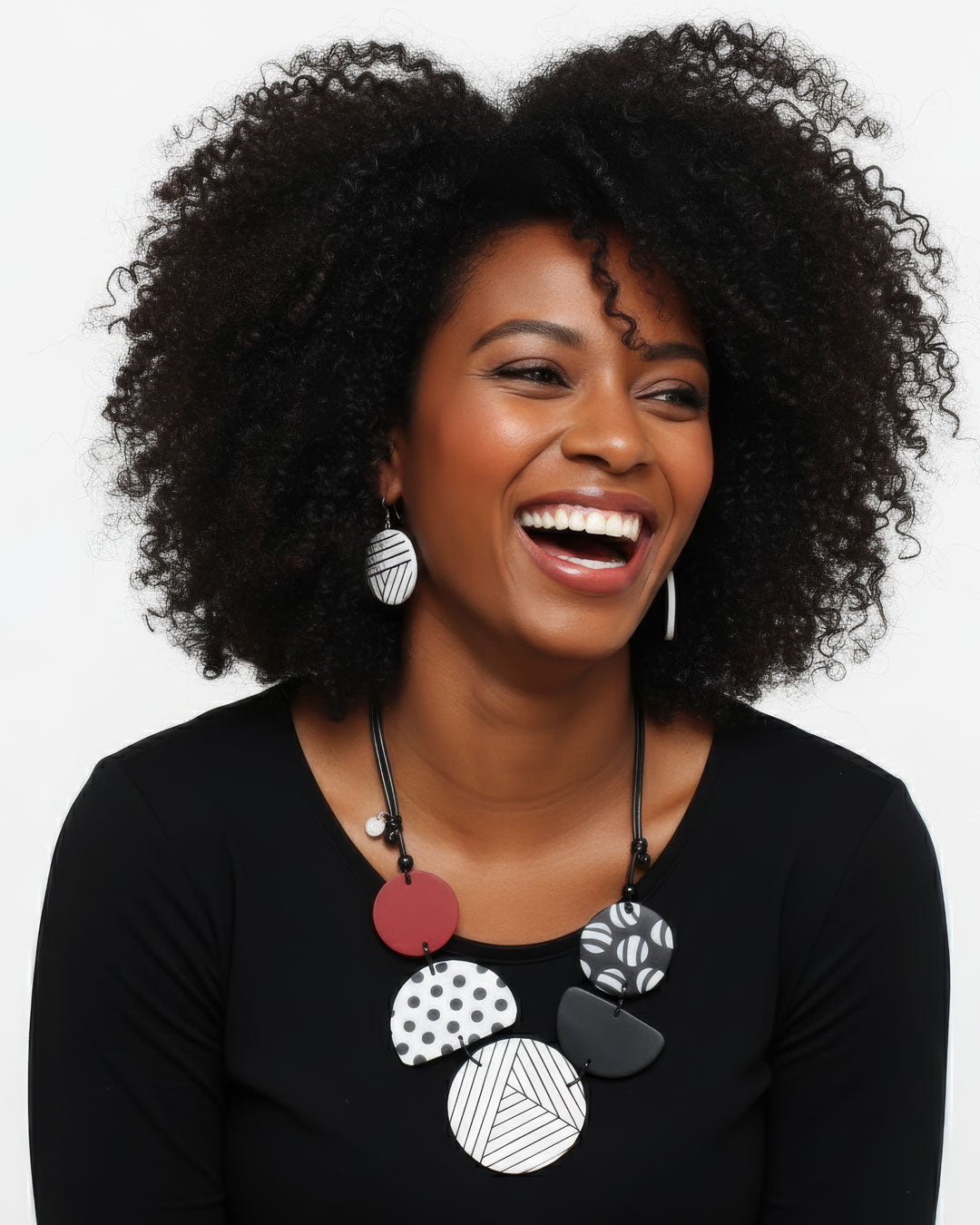 Black, White & Red Modern Art in Motion Necklace