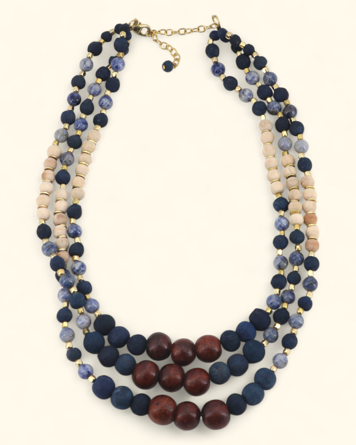 Indigo Wood & Sodalite Necklace