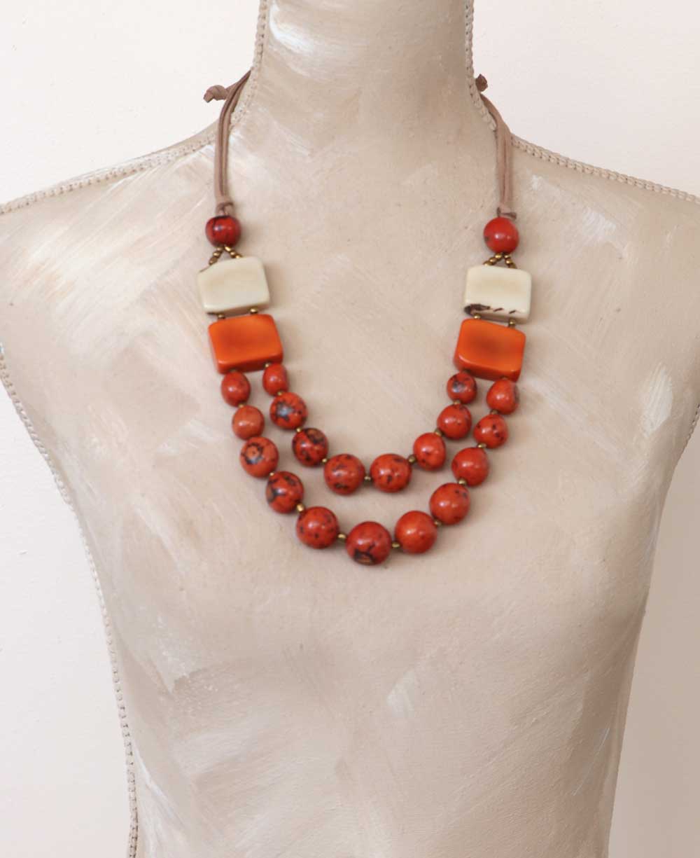 Dual-Strand Bombona Seed Necklace