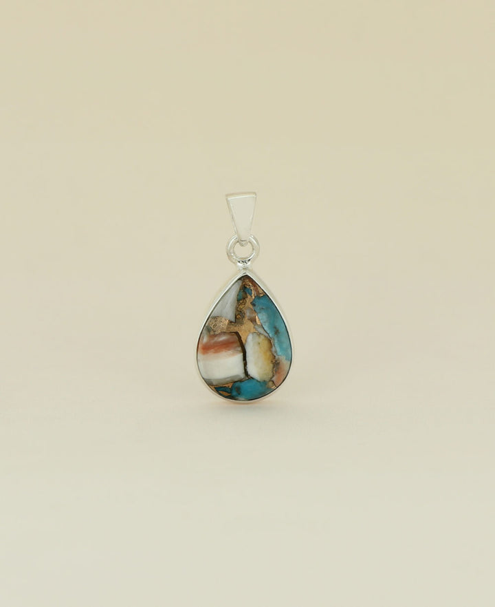 Sterling Silver Pendant with Turquoise Spiny Oyster Stone
