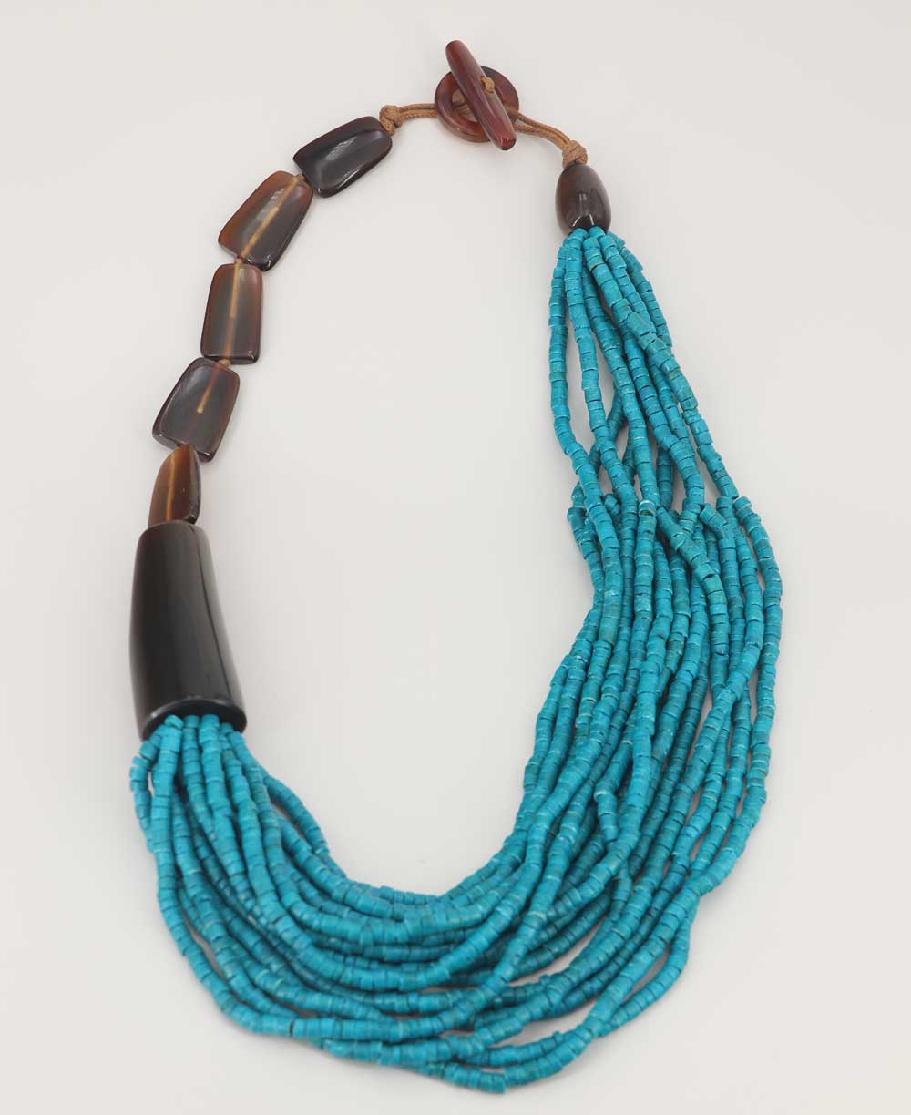 asymmetric horn coconut bead necklace