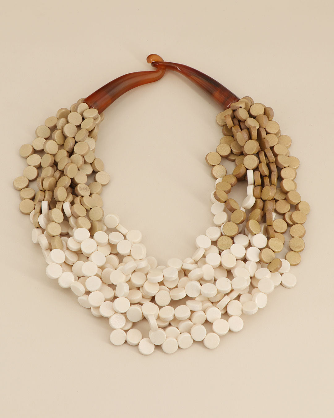 Multi-Strand White and Beige Necklace