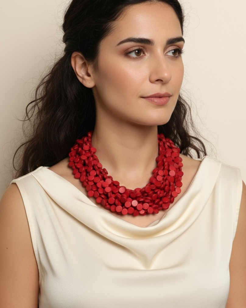 Twisted Multi-Strand Red Necklace