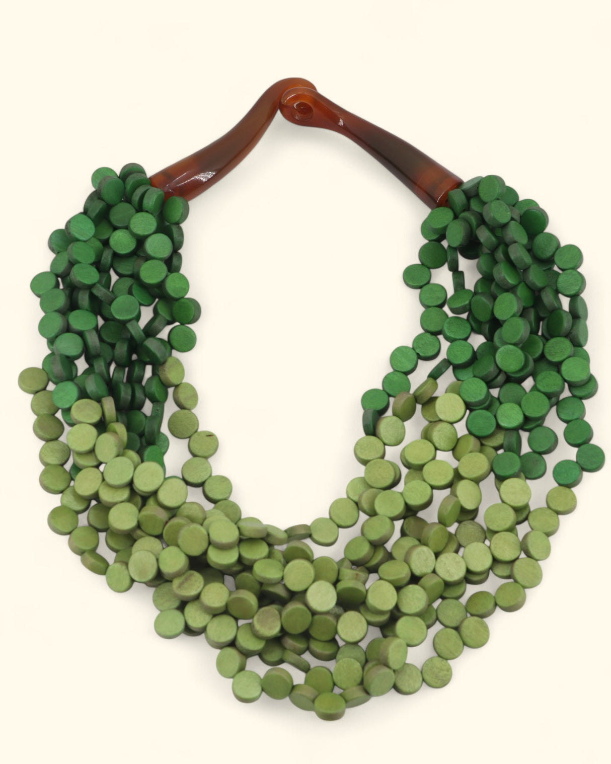 Two-Tone Green Wood Necklace