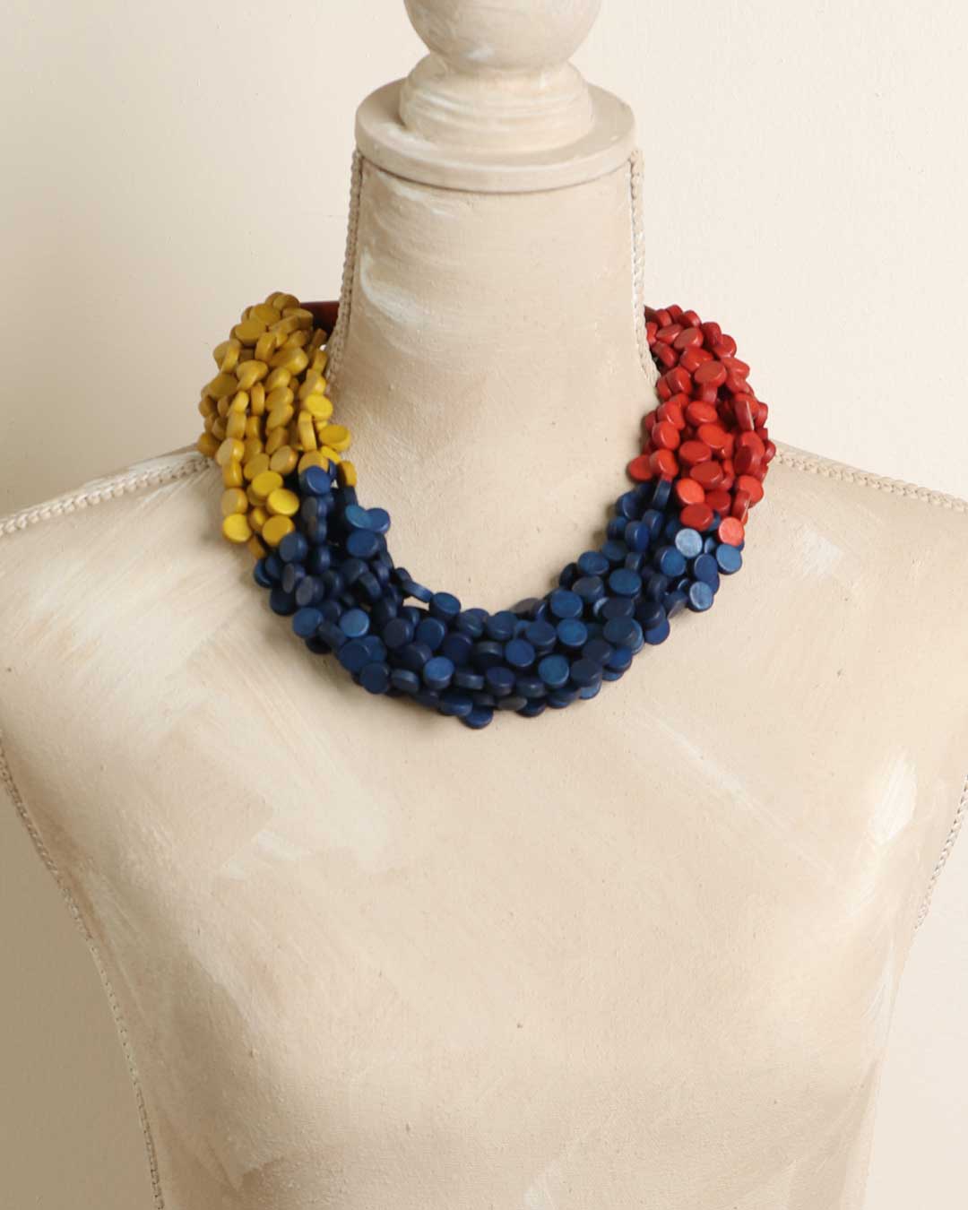 Handcrafted Filipino necklace with twisted colorful strands