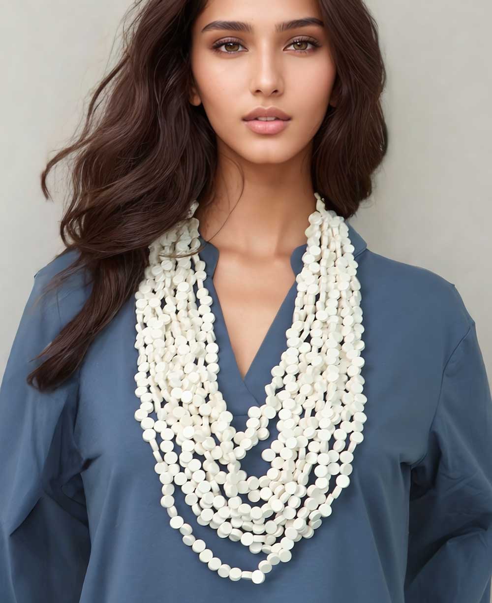 Soft White Twisted Strand Necklace