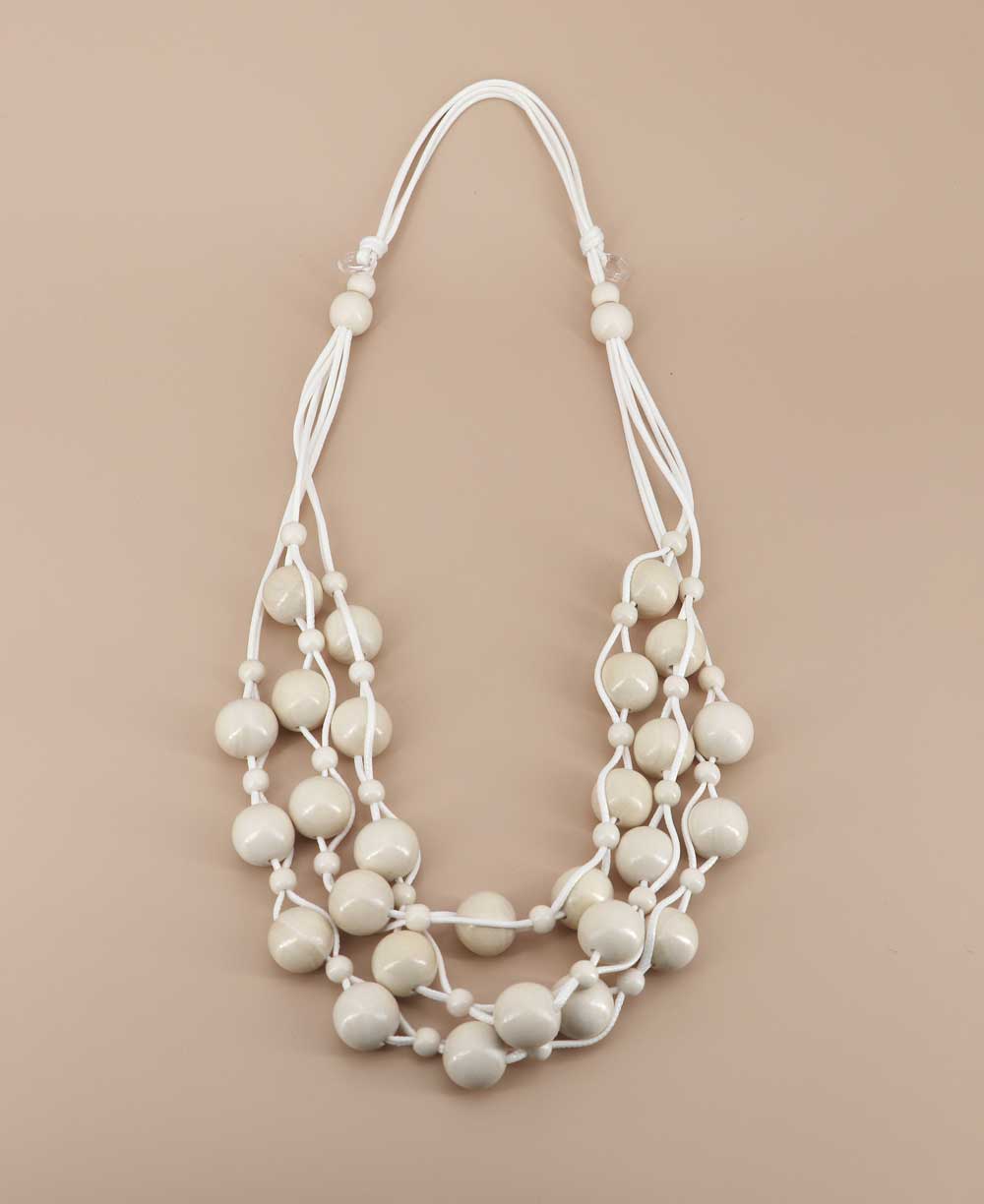 layered bead wood necklace