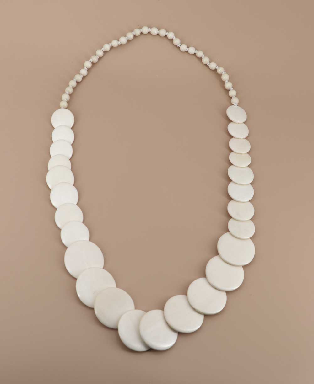 wood disk necklace white