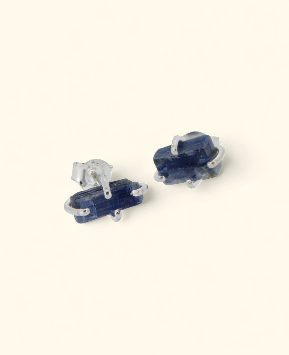 Sterling Silver Raw Cut Kyanite Stud Earrings