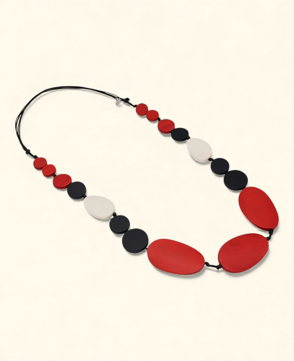 Red and Black Sybil Necklace - Warm Hue, Modern Edge