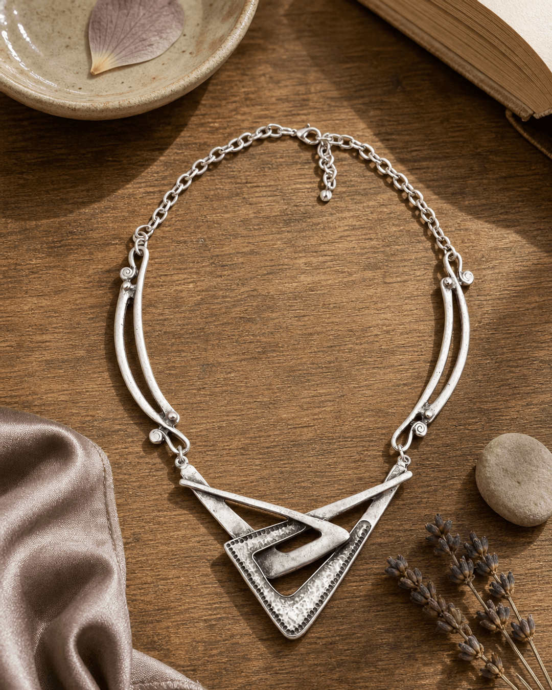 Bold Geometry: Sculptural Alloy Statement Necklace — necklaces, lifestyle vanity lifestyle photo