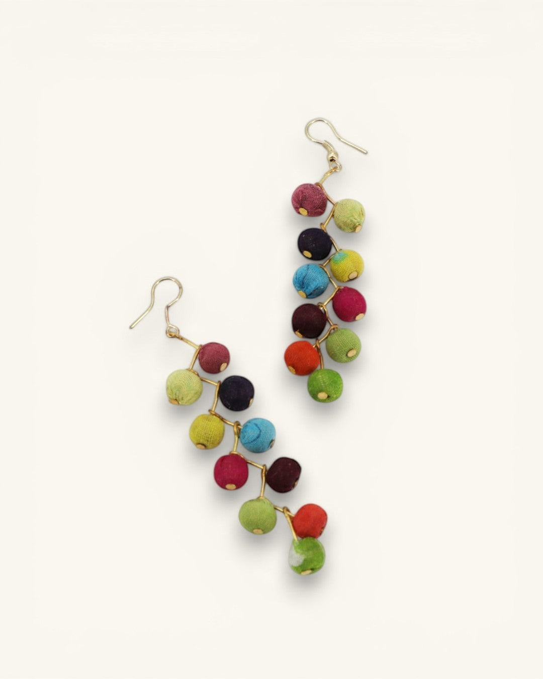 Kantha Multi-Color Bead Drop Earrings