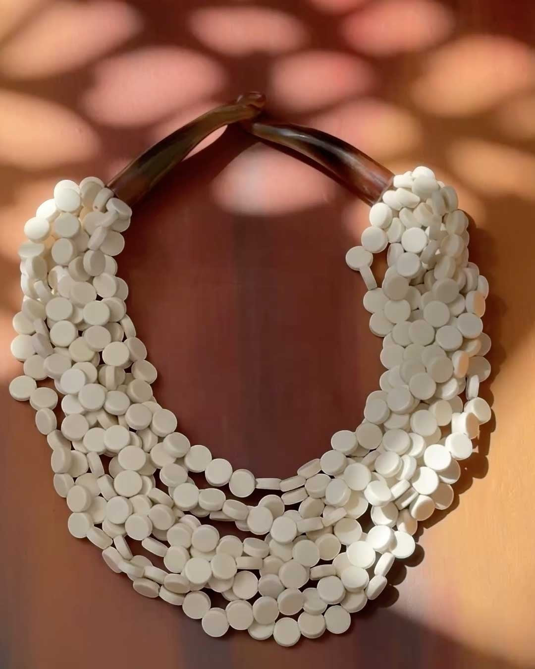 Soft White Twist Wood Necklace