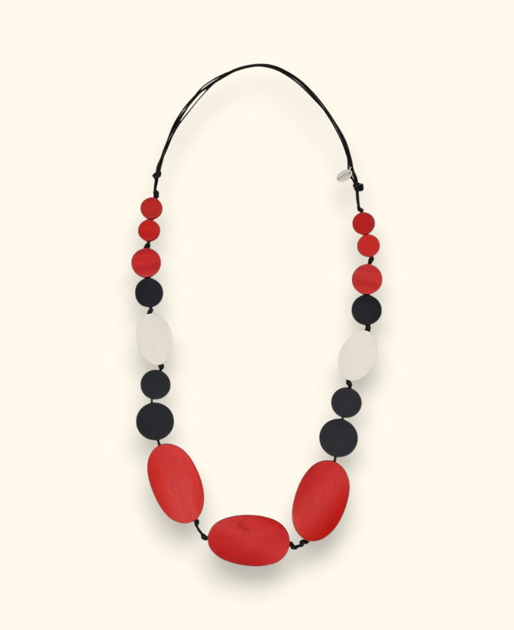 Red and Black Sybil Necklace - Warm Hue, Modern Edge