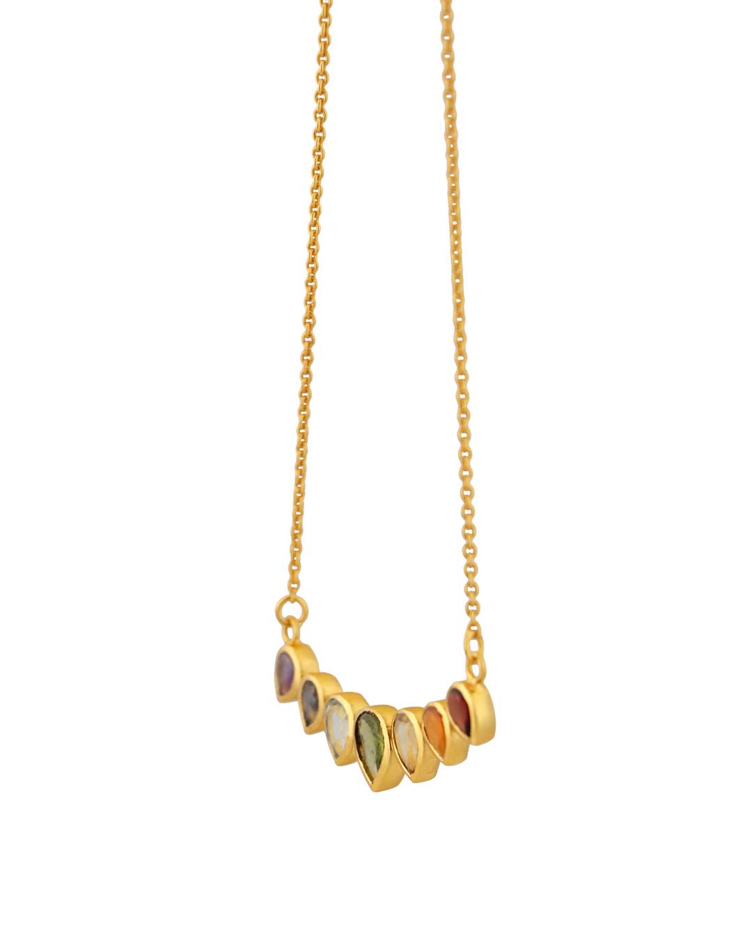Arc of Light: Rainbow Gemstone Necklace in Gold
