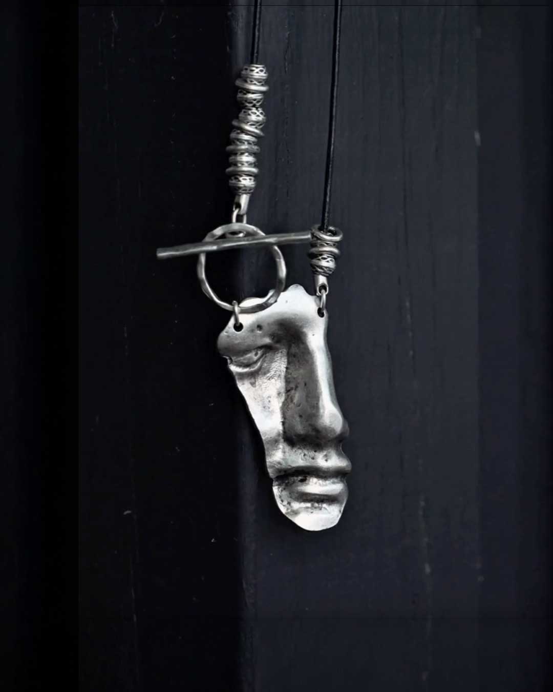Abstract Face Pendant Statement Necklace