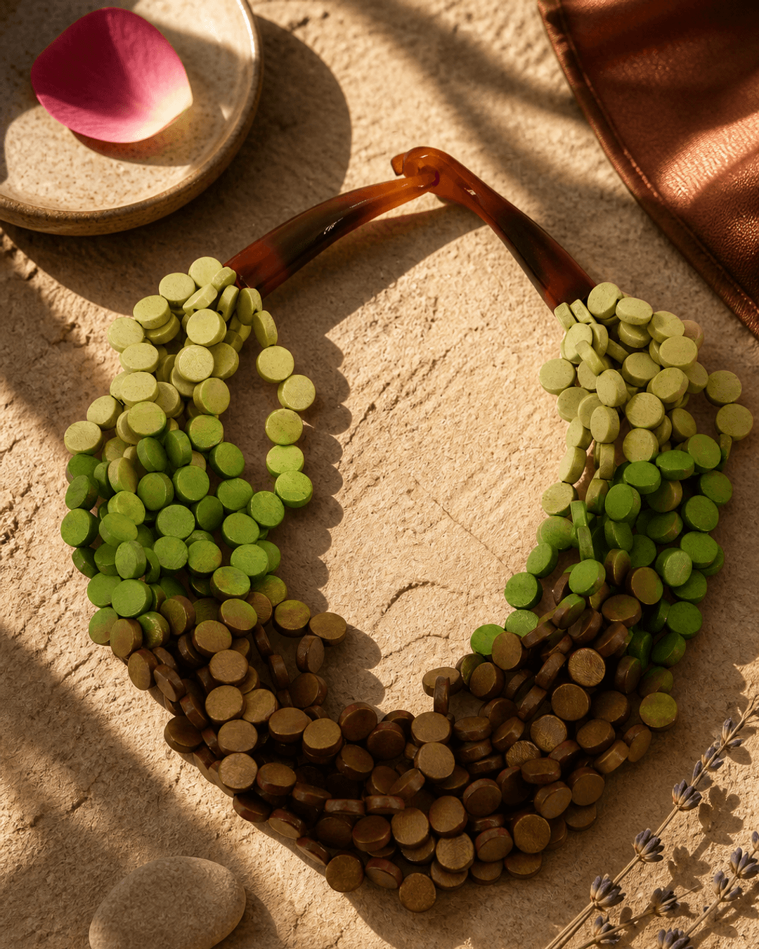 Forest Ombre Wood Necklace — necklaces, vibey shadow lifestyle photo