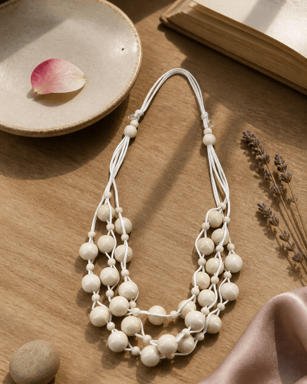 Layered Bead Wood Necklace — necklaces, lifestyle vanity lifestyle photo