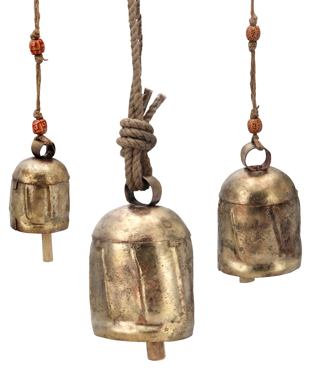 Deep Toned Traditional Indian Copper Cow Bells, Fair Trade
