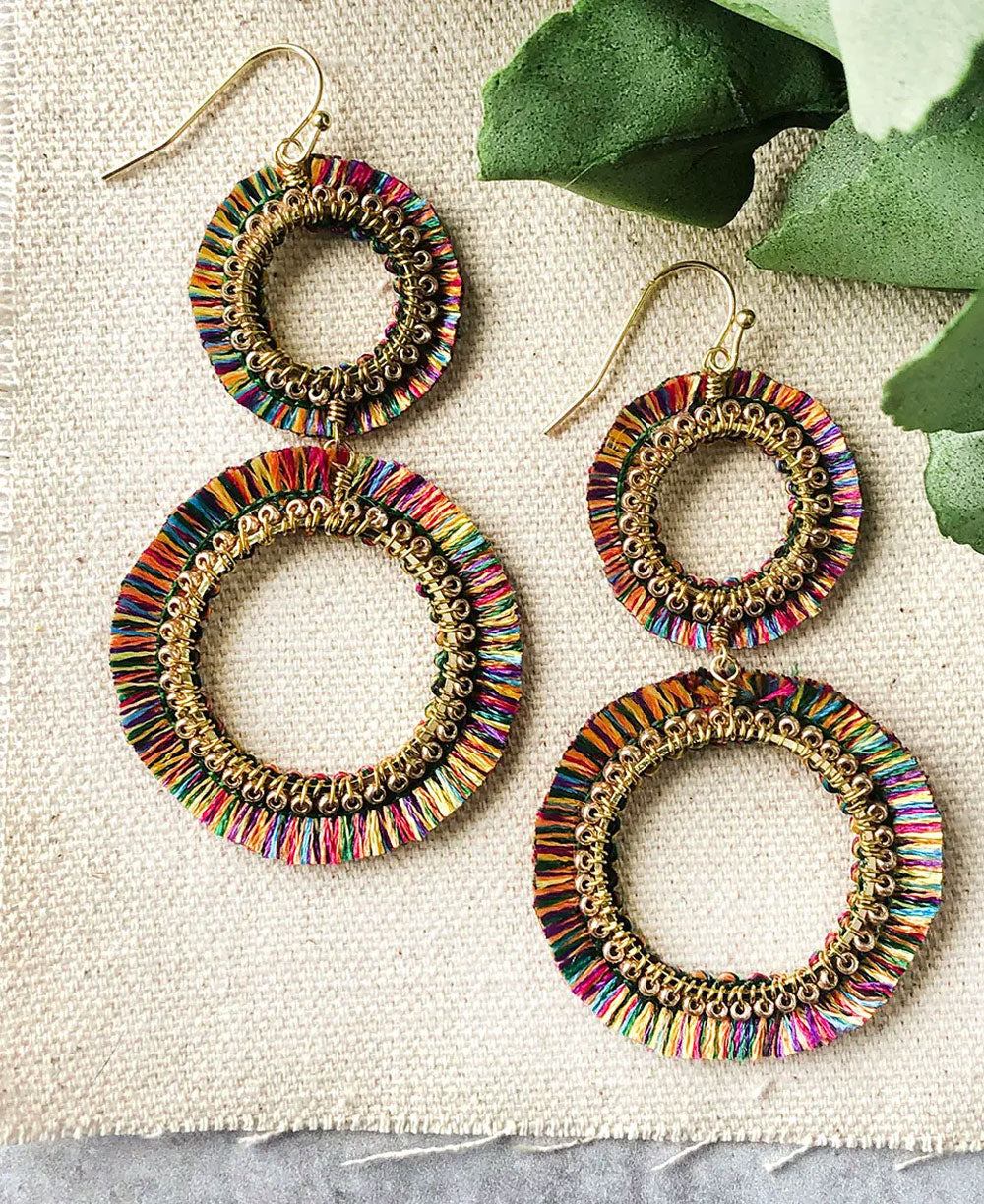 Textile Hoop Earrings