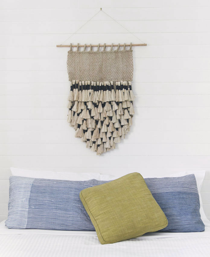 Grande Tenture Murale Macramé Vintage – Tribal, Bois, Perles, Jute (31x56)