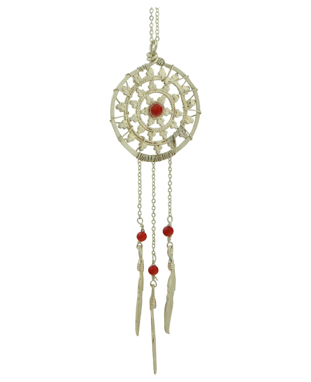 Sterling Dream Catcher Necklace With Gemstones, USA