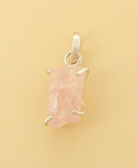 Raw Cut Rose Quartz Pendant