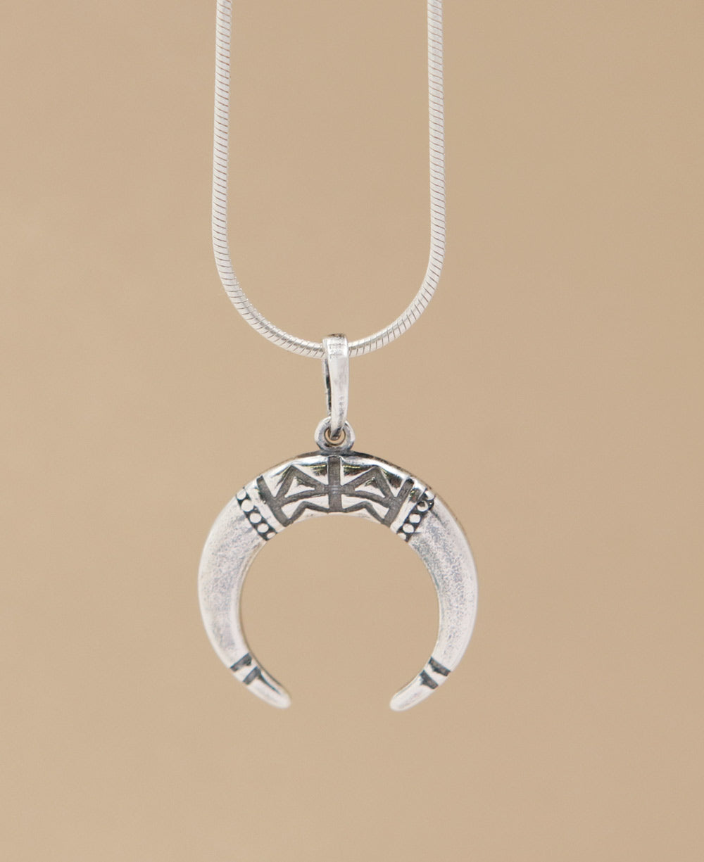 Silver Horn Tribal Pendant