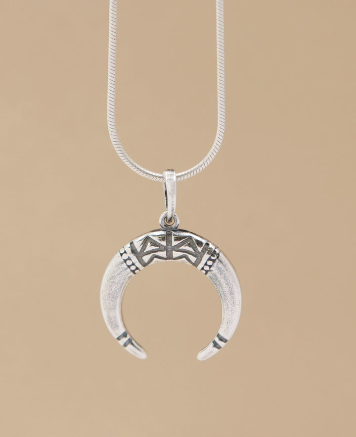 Silver Horn Tribal Pendant
