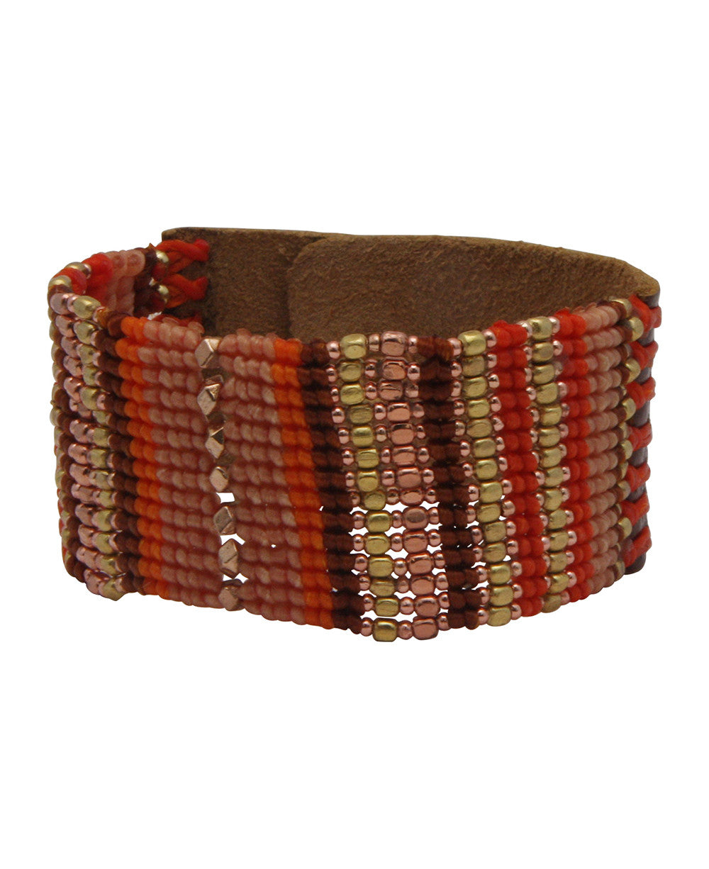 Beaded Leather Snap Bracelet