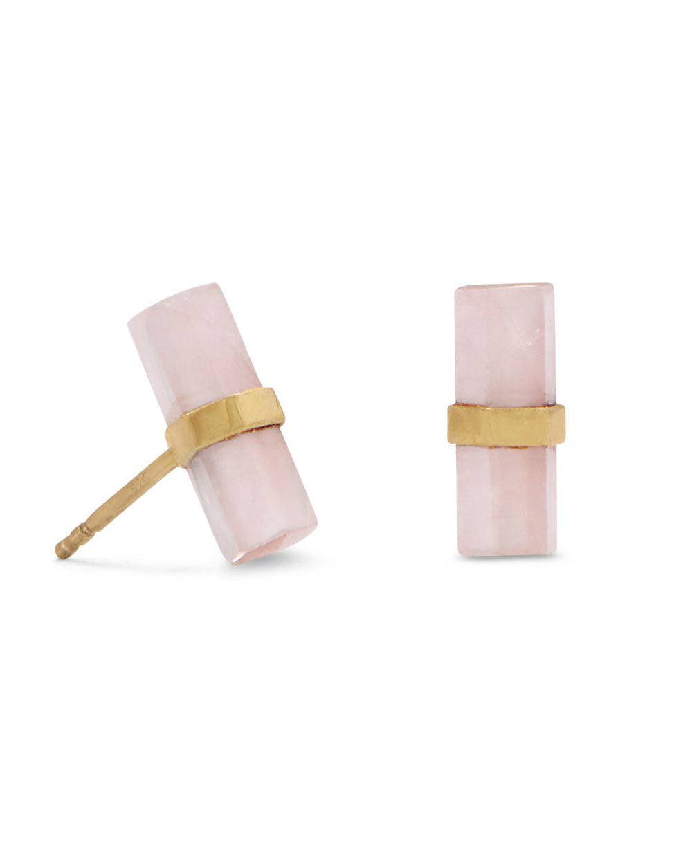 Rose Quartz Bar Earrings