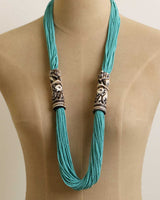 Elephant Carving Aqua Beaded Statement Necklace
