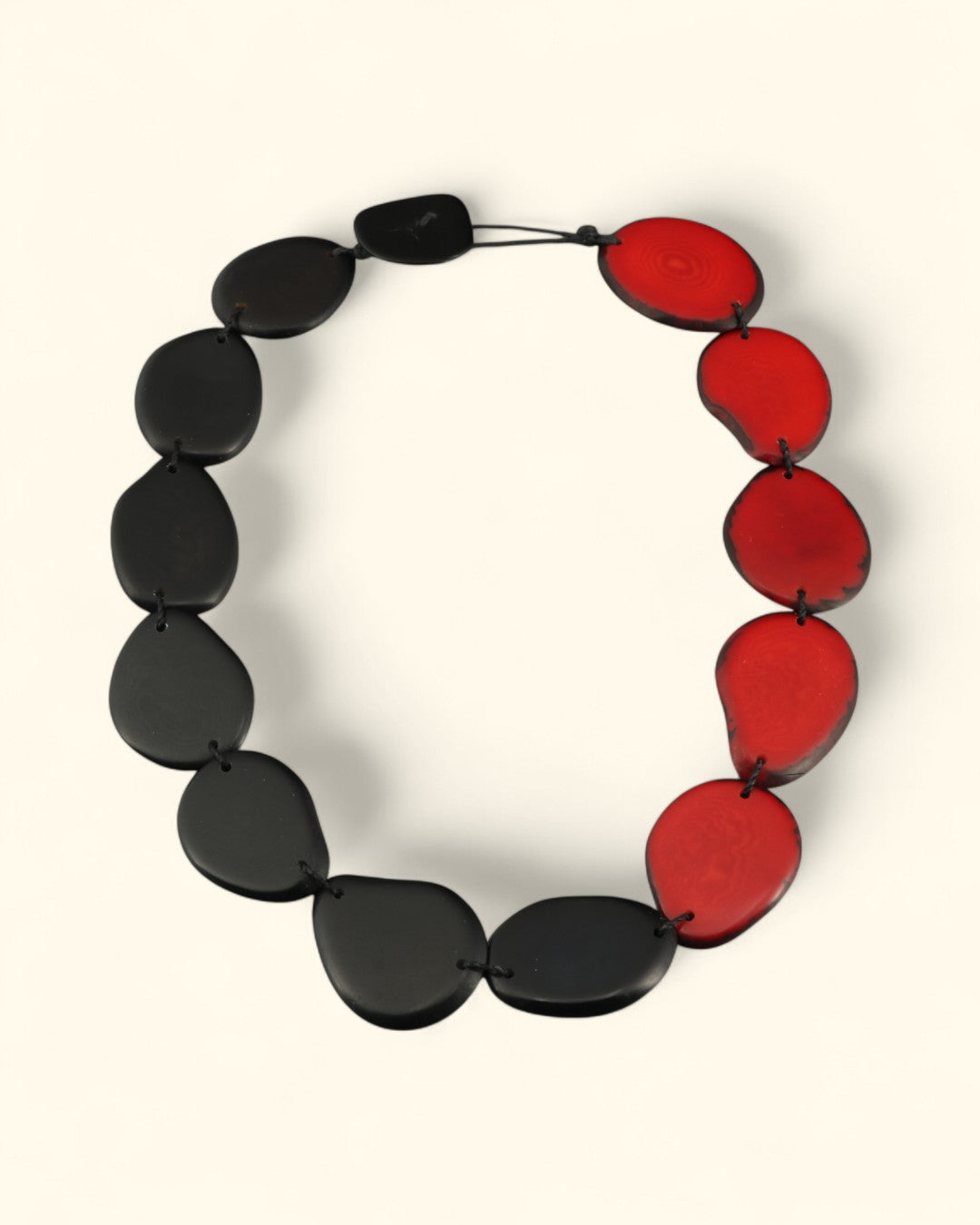 Two-tone black and red tagua necklace