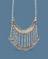 Turkish tribal crescent necklace with coins